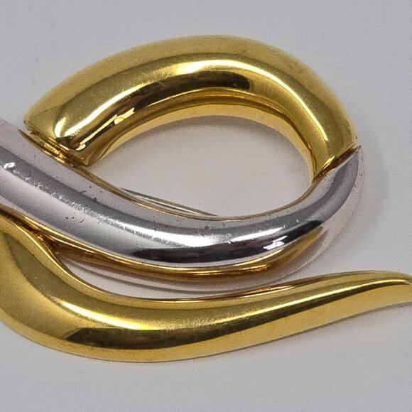Vintage Monet Abstract Gold and Silver Two Tone Swirl Statement Brooch Pin - Picture 6 of 13